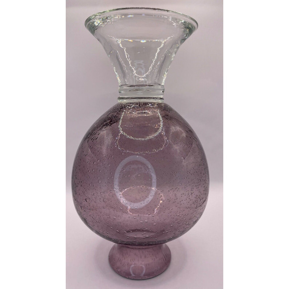 Handblown Purple Glass Vase With Clear Base- Pre-owned- Vase only. - Picture 3 of 8